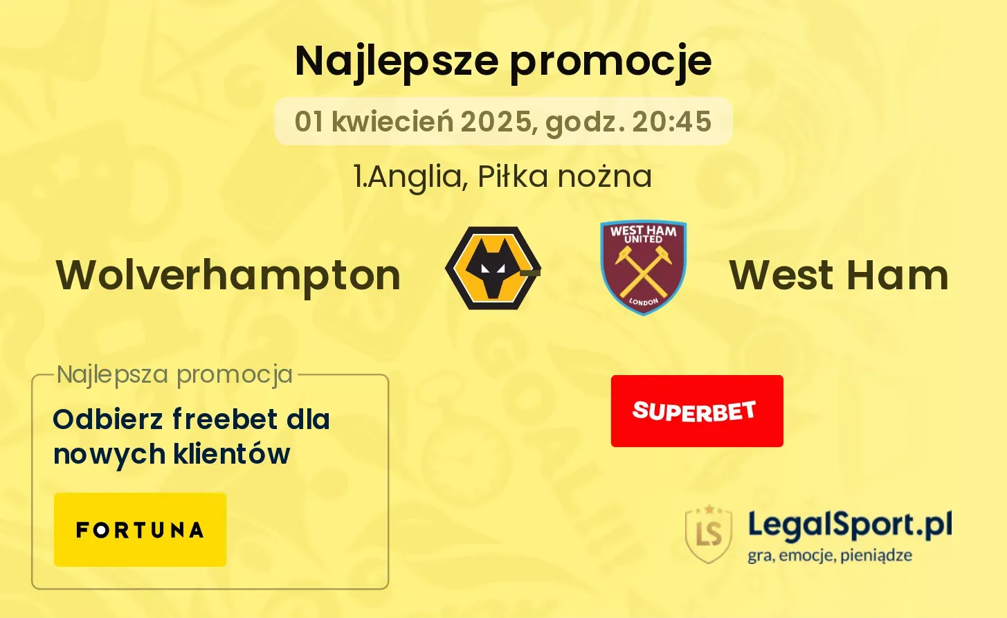 Wolverhampton - West Ham promocje u bukmacherów