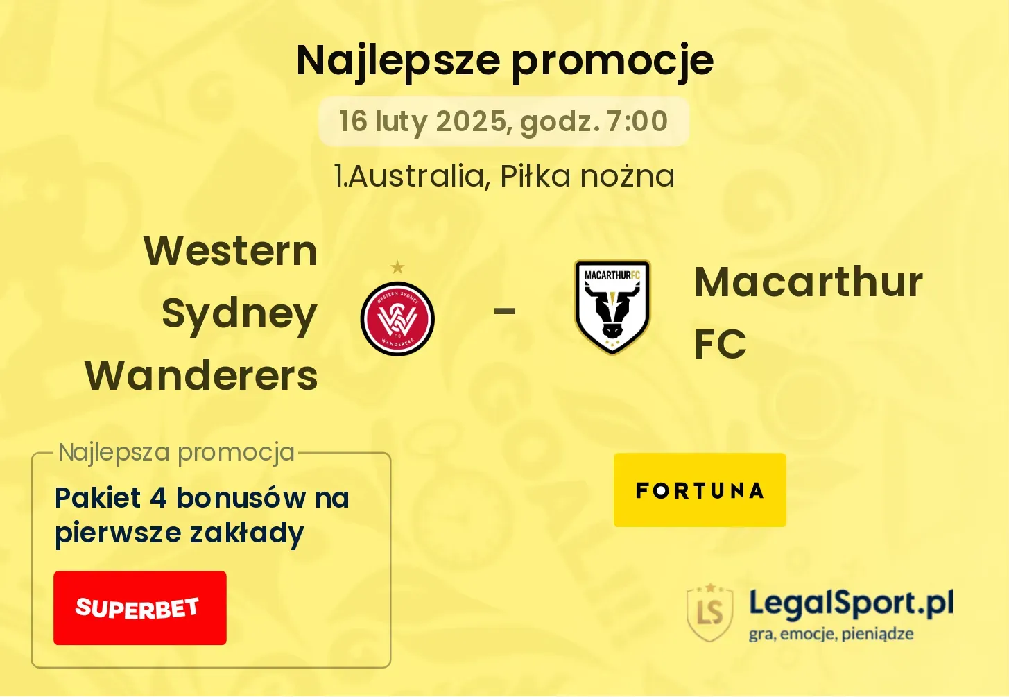 Western Sydney Wanderers - Macarthur FC promocje bukmacherskie