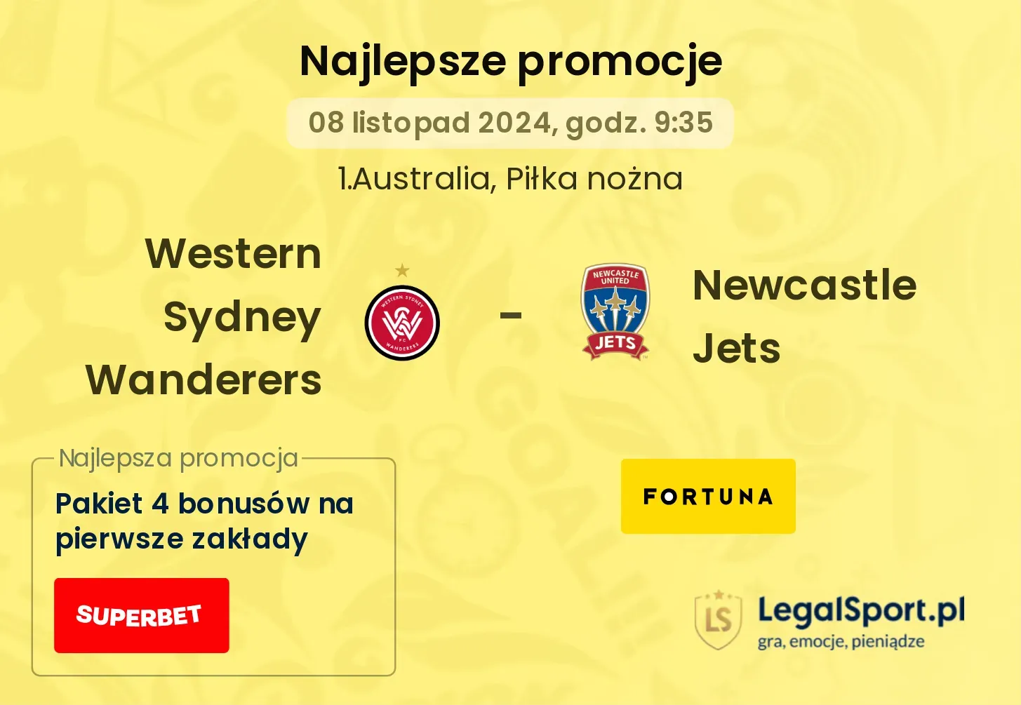 Western Sydney Wanderers - Newcastle Jets promocje bukmacherskie 08.11, 09:35