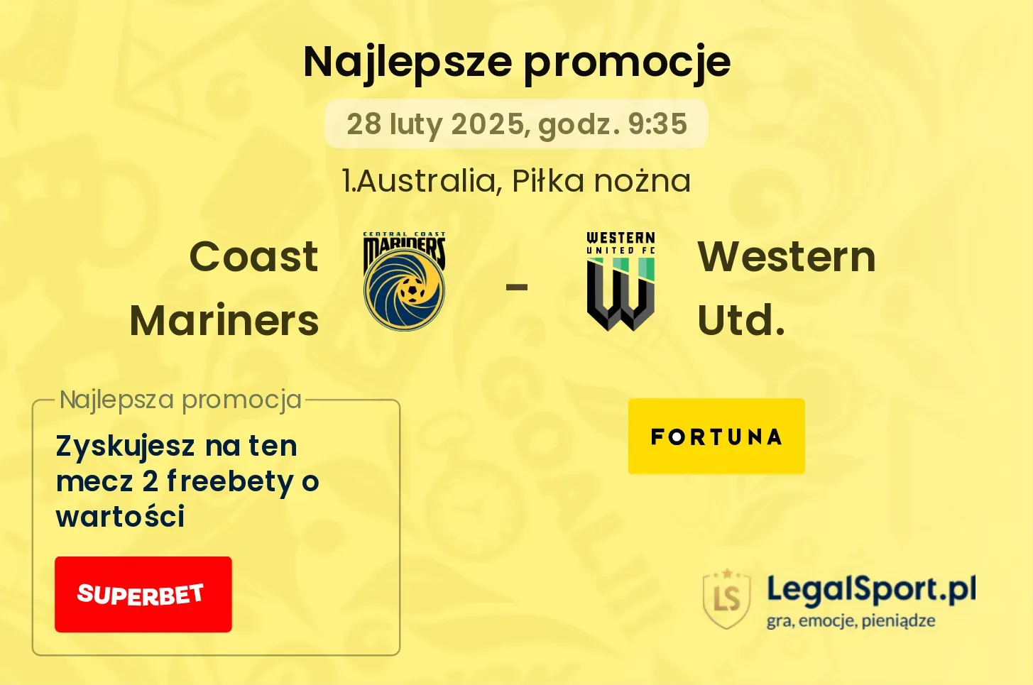 Coast Mariners - Western Utd. promocje bukmacherskie