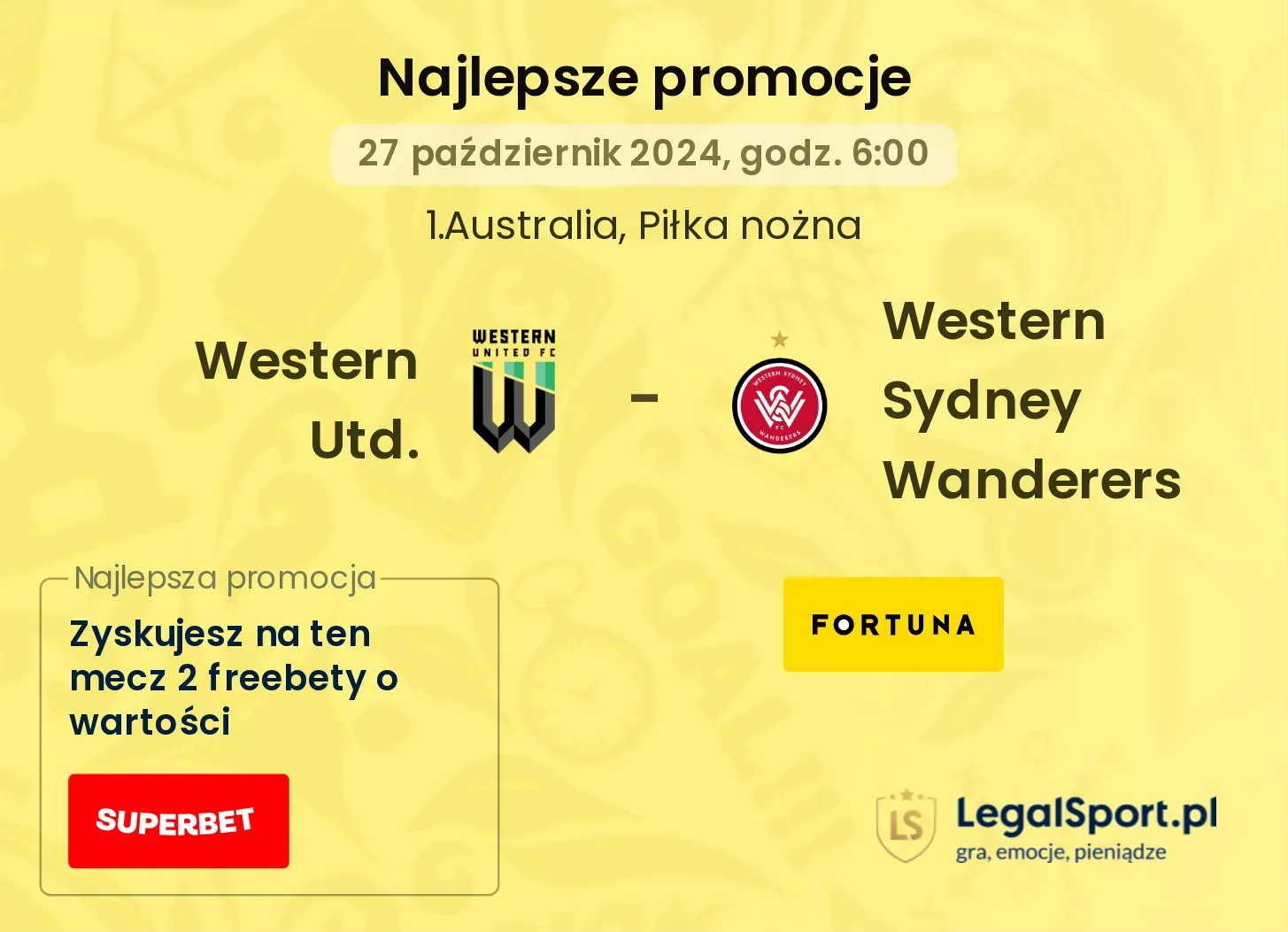 Western Utd. - Western Sydney Wanderers promocje u bukmacherów 27.10, 06:00