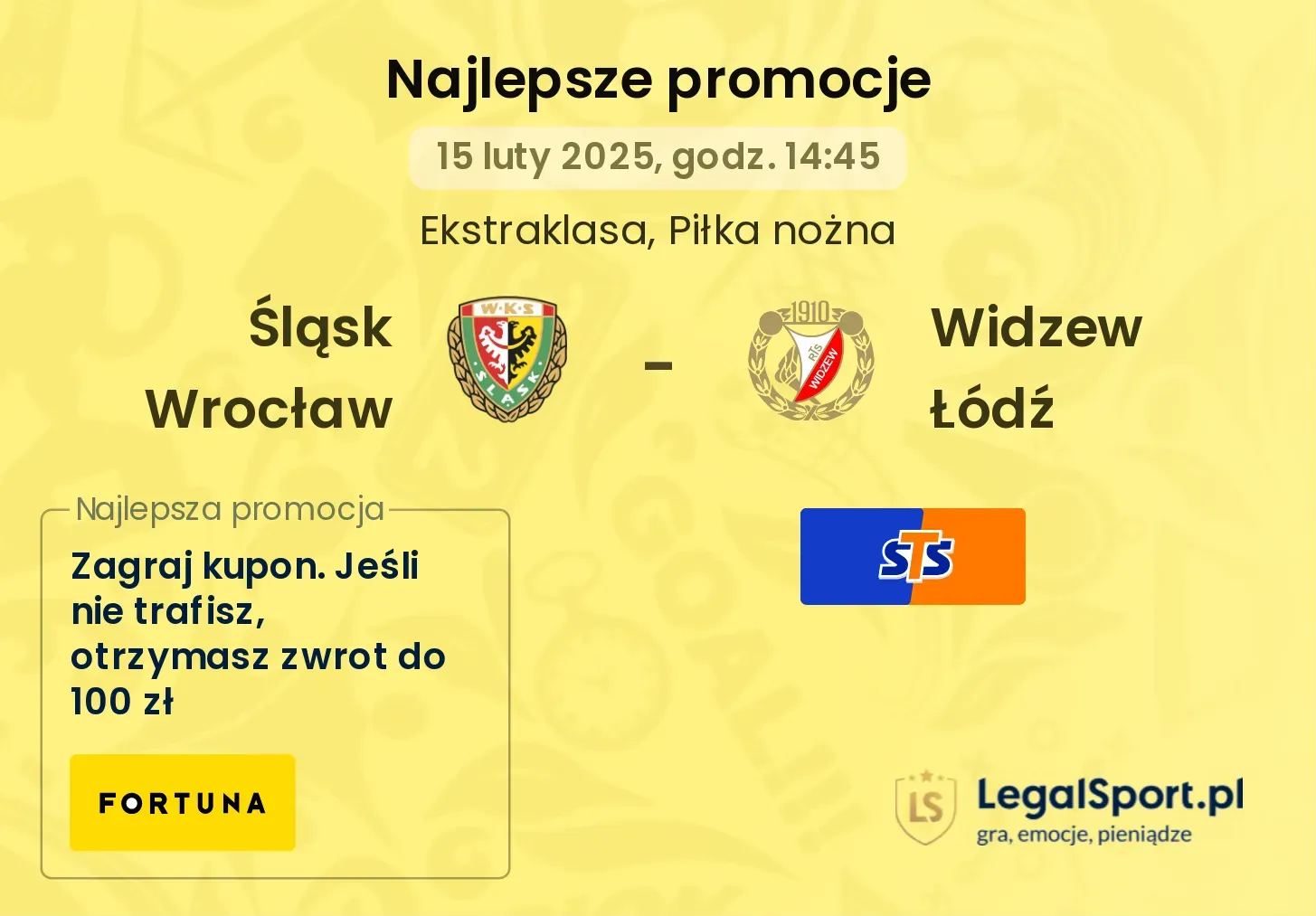 Śląsk Wrocław - Widzew Łódź promocje u bukmacherów
