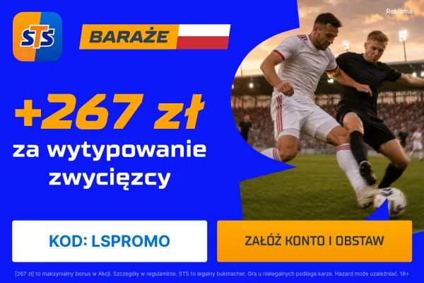 STS: 267 zł za wytypowanie zwycięzcy meczu Wieczysta Kraków – Polonia Warszawa