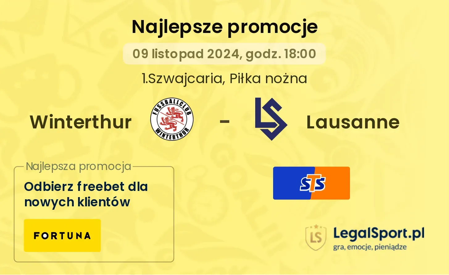 Winterthur - Lausanne promocje u bukmacherów 09.11, 18:00