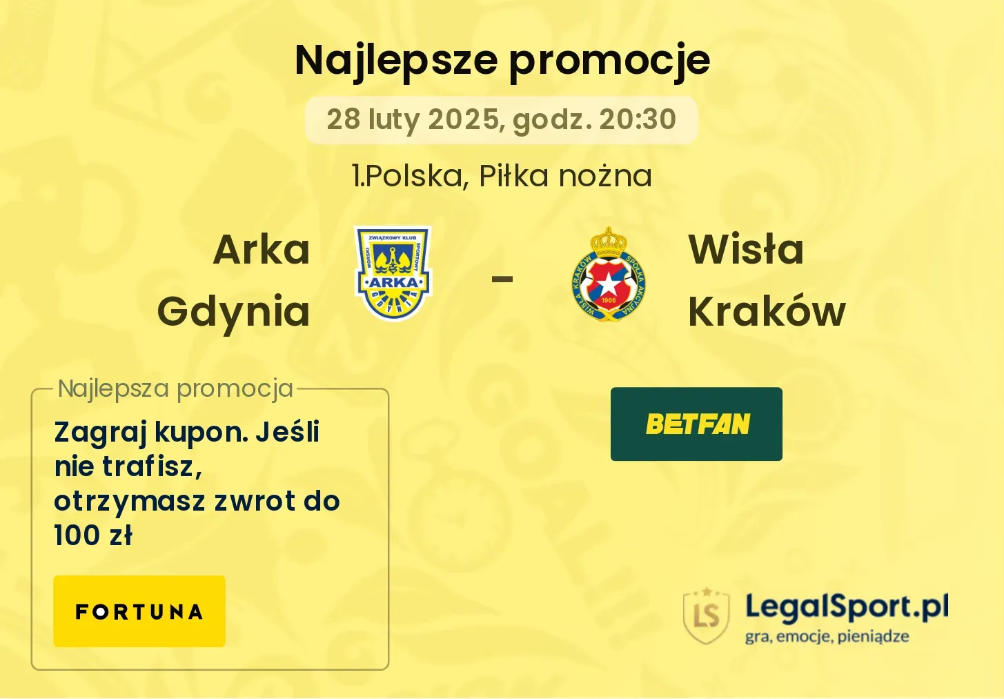 Arka Gdynia - Wisła Kraków promocje u bukmacherów