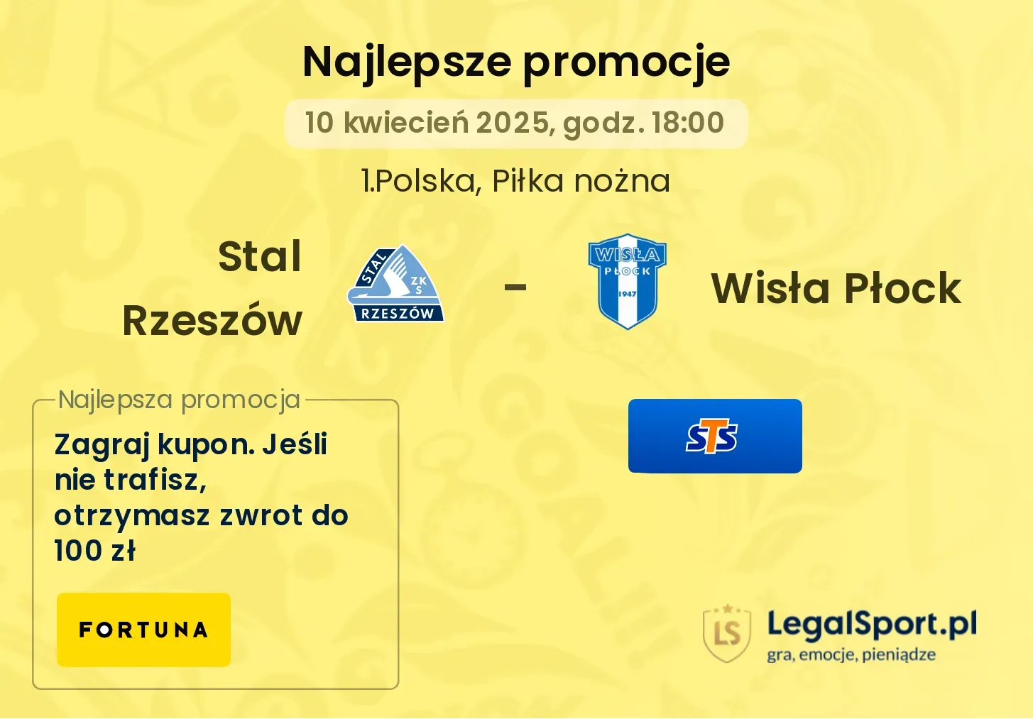 Stal Rzeszów - Wisła Płock promocje bukmacherskie