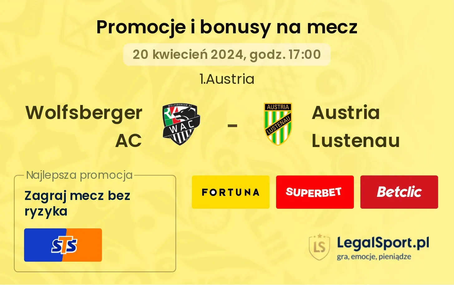 Wolfsberger AC - Austria Lustenau promocje bonusy na mecz