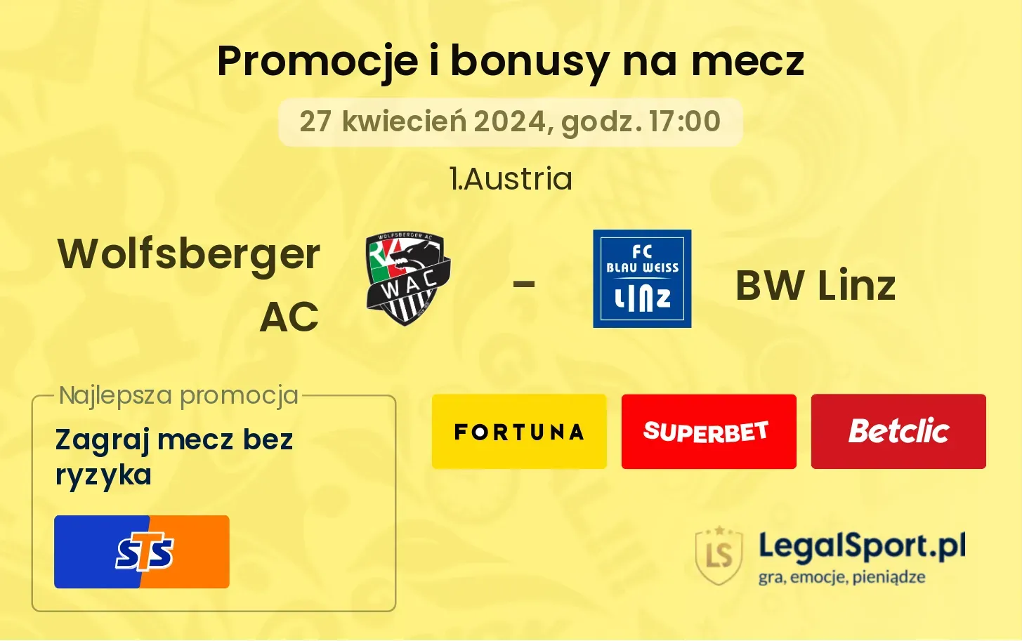 Wolfsberger AC - BW Linz promocje bonusy na mecz