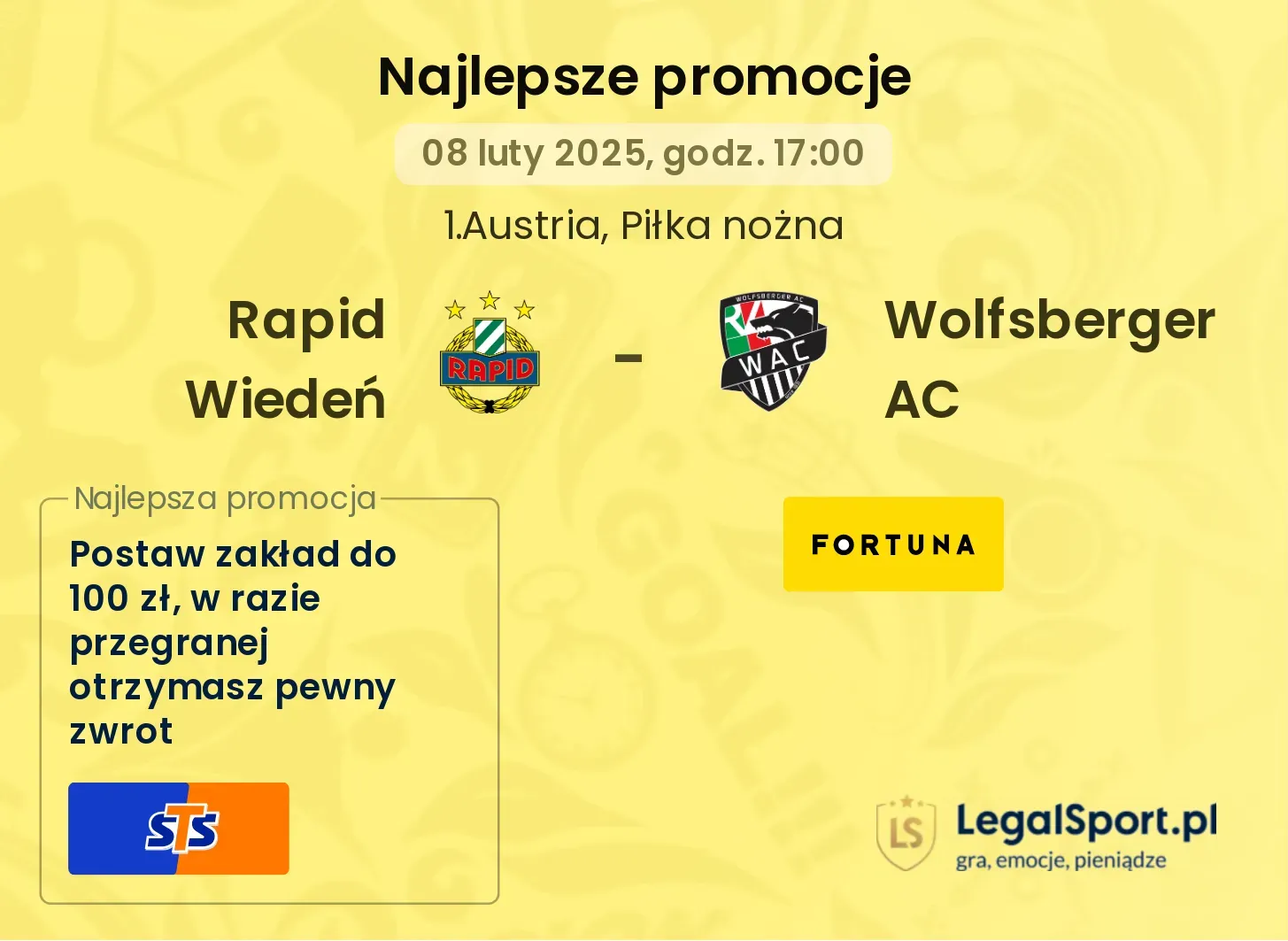 Rapid Wiedeń - Wolfsberger AC promocje bukmacherskie