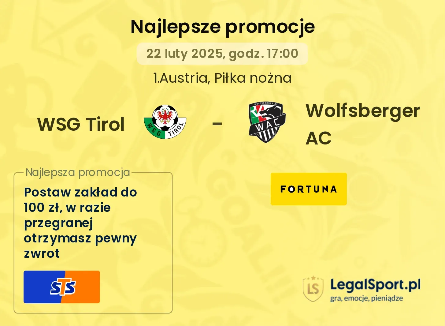 WSG Tirol - Wolfsberger AC promocje u bukmacherów