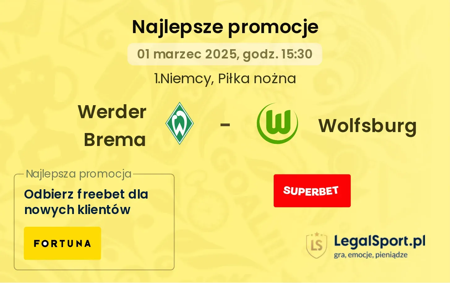 Werder Brema - Wolfsburg promocje bukmacherskie