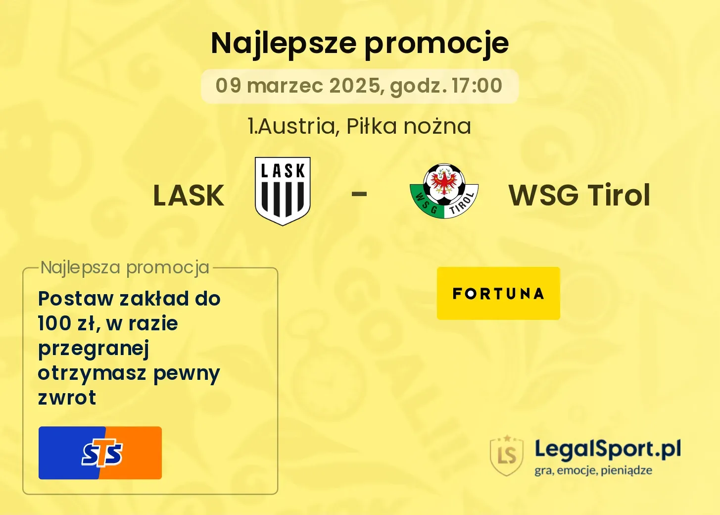 LASK - WSG Tirol promocje u bukmacherów