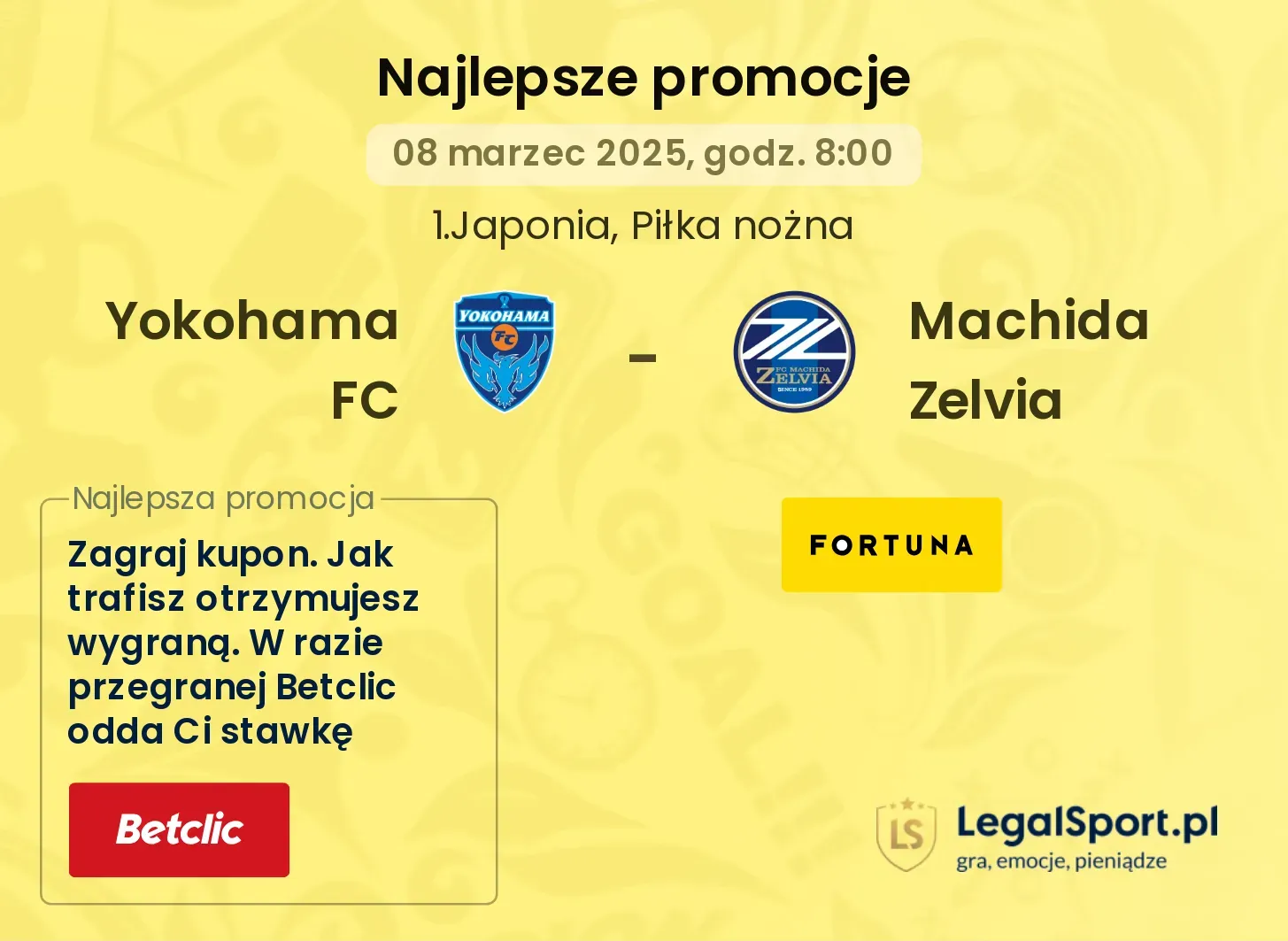 Yokohama FC - Machida Zelvia promocje bukmacherskie