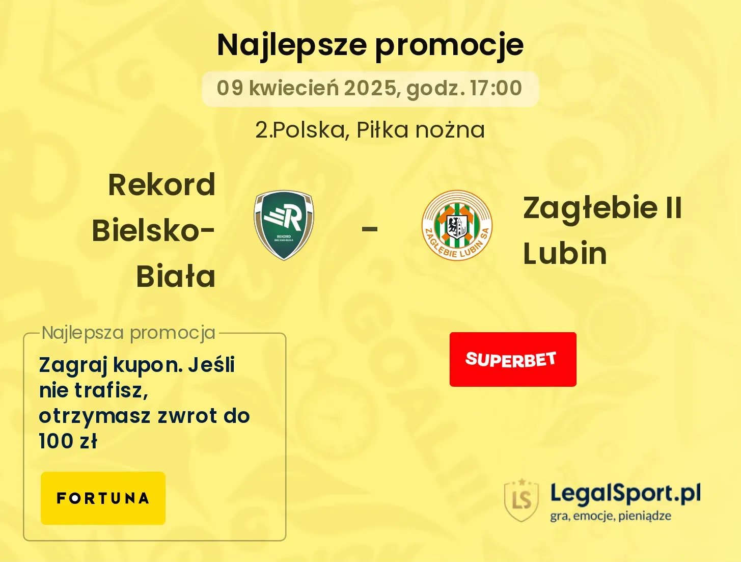 Rekord Bielsko-Biała - Zagłebie II Lubin promocje bukmacherskie