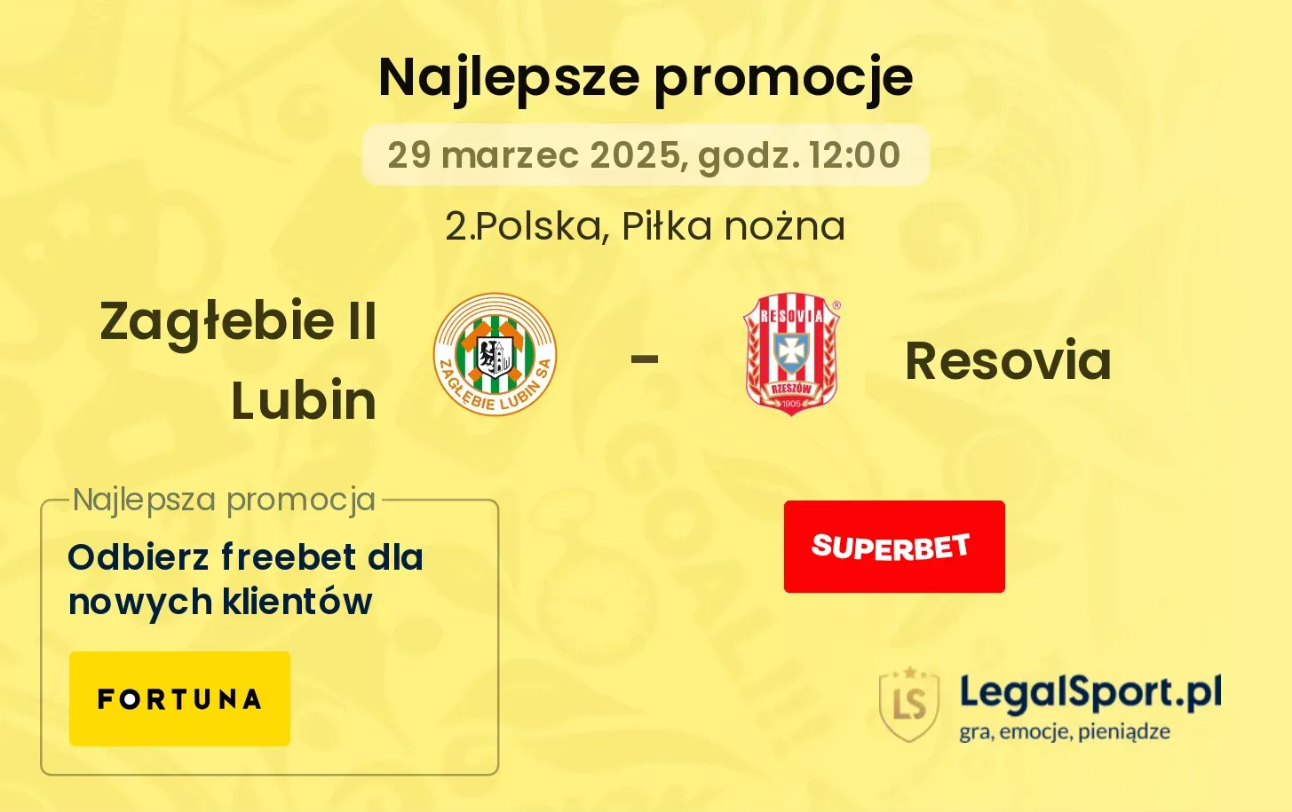 Zagłebie II Lubin - Resovia promocje u bukmacherów