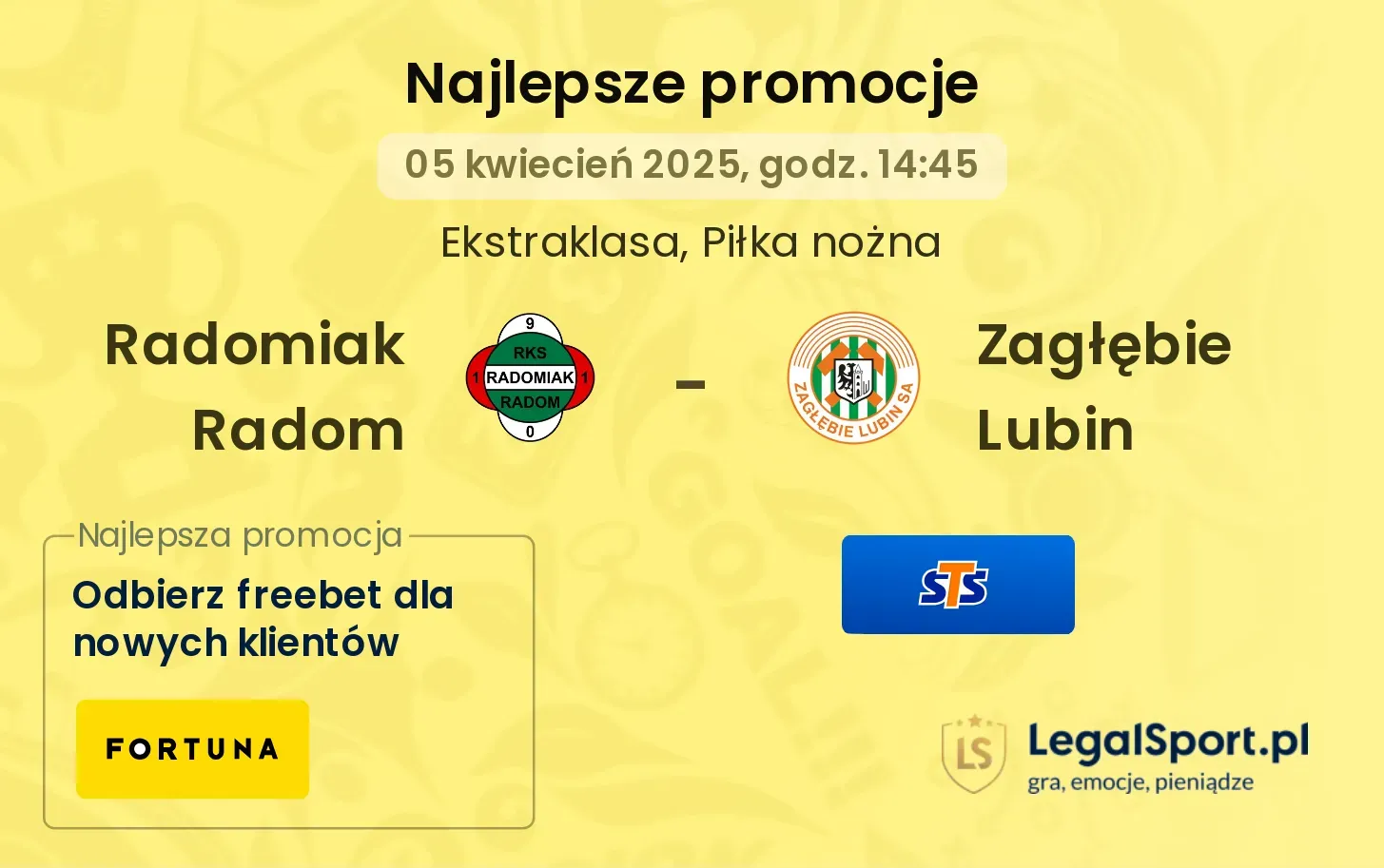 Radomiak Radom - Zagłębie Lubin promocje bukmacherskie