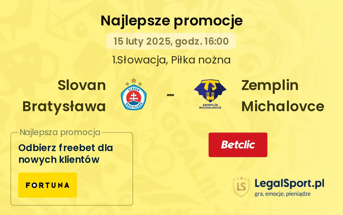 Slovan Bratysława - Zemplin Michalovce promocje bukmacherskie