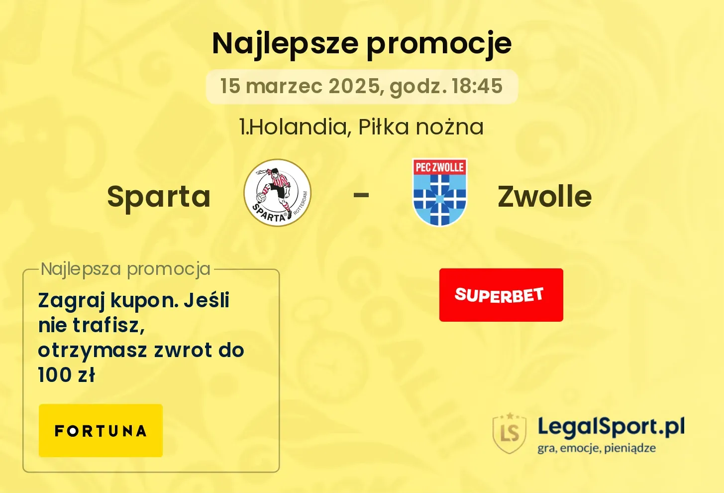 Sparta - Zwolle promocje u bukmacherów