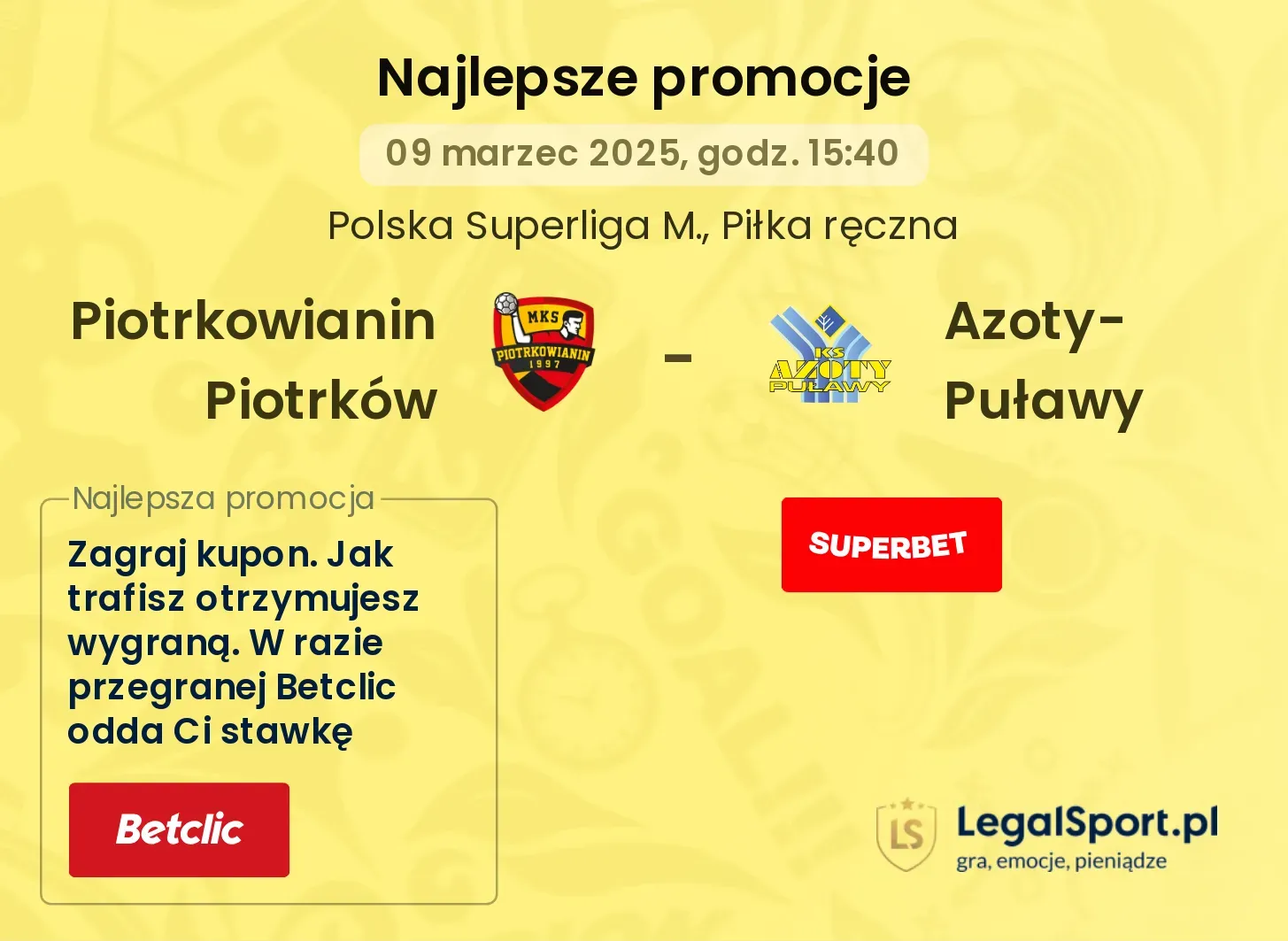 Piotrkowianin Piotrków - Azoty-Puławy promocje bukmacherskie