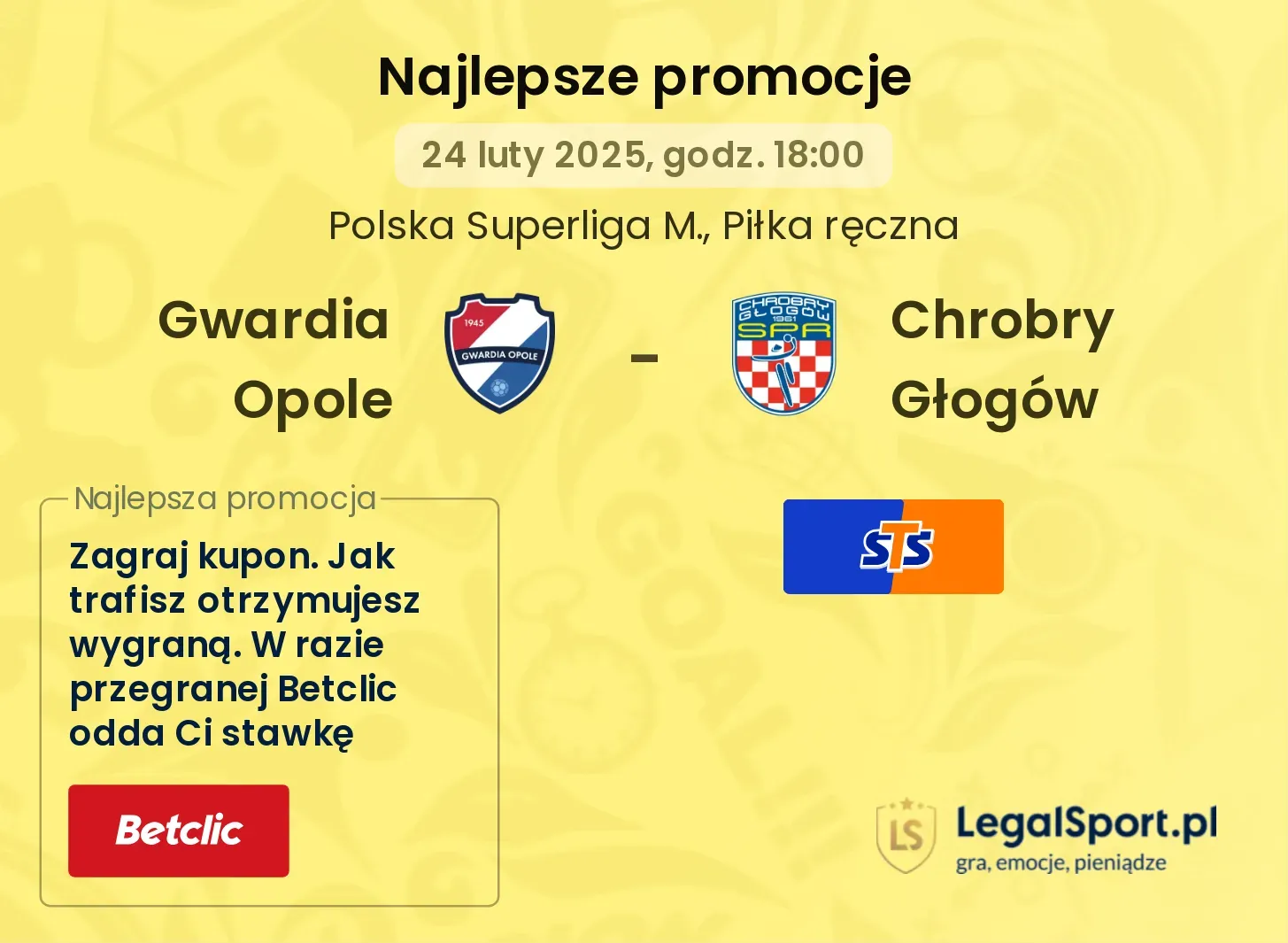 Gwardia Opole - Chrobry Głogów promocje u bukmacherów