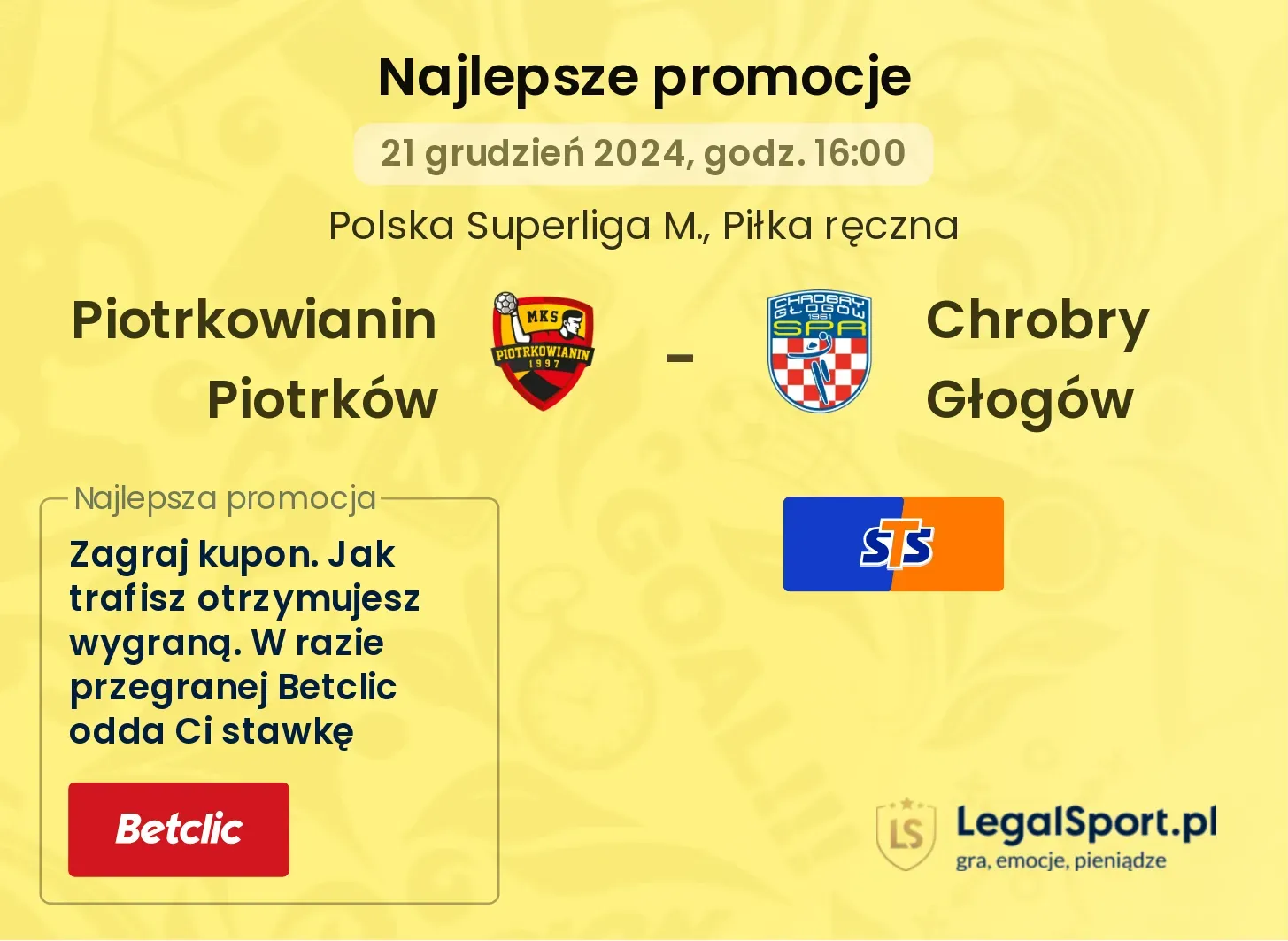 Piotrkowianin Piotrków - Chrobry Głogów promocje bukmacherskie