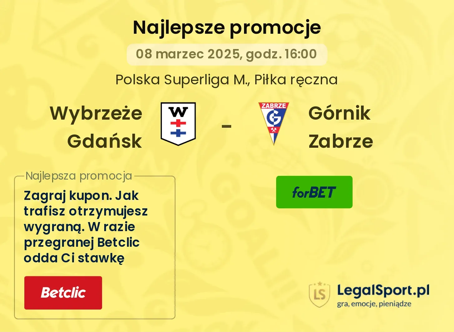 Wybrzeże Gdańsk - Górnik Zabrze promocje bukmacherskie