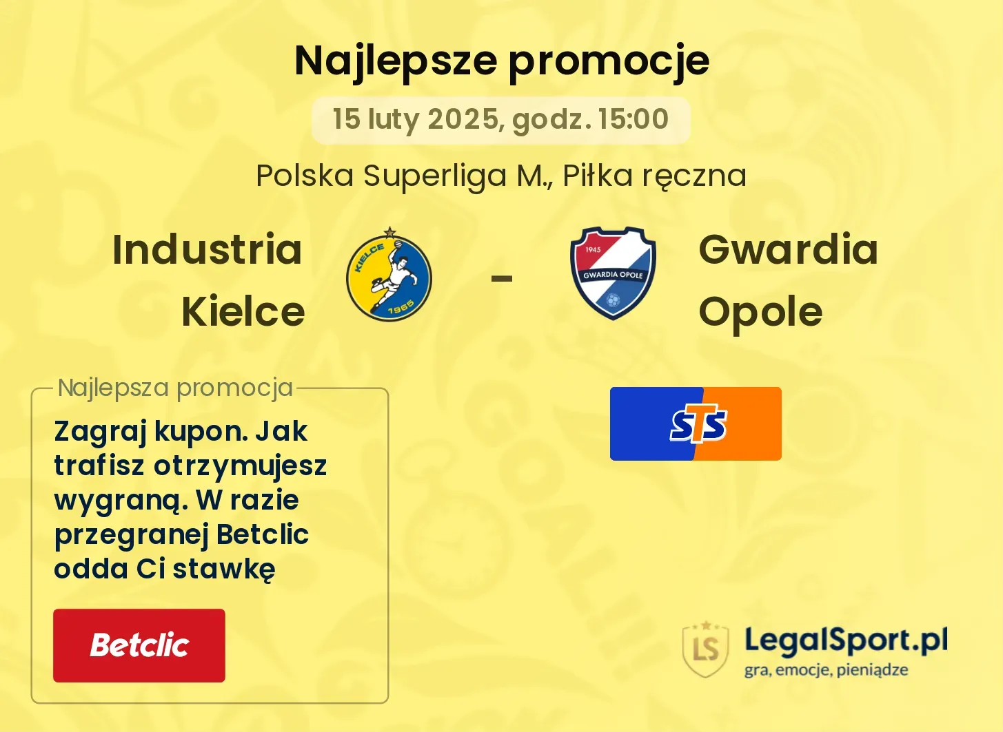 Industria Kielce - Gwardia Opole promocje bukmacherskie