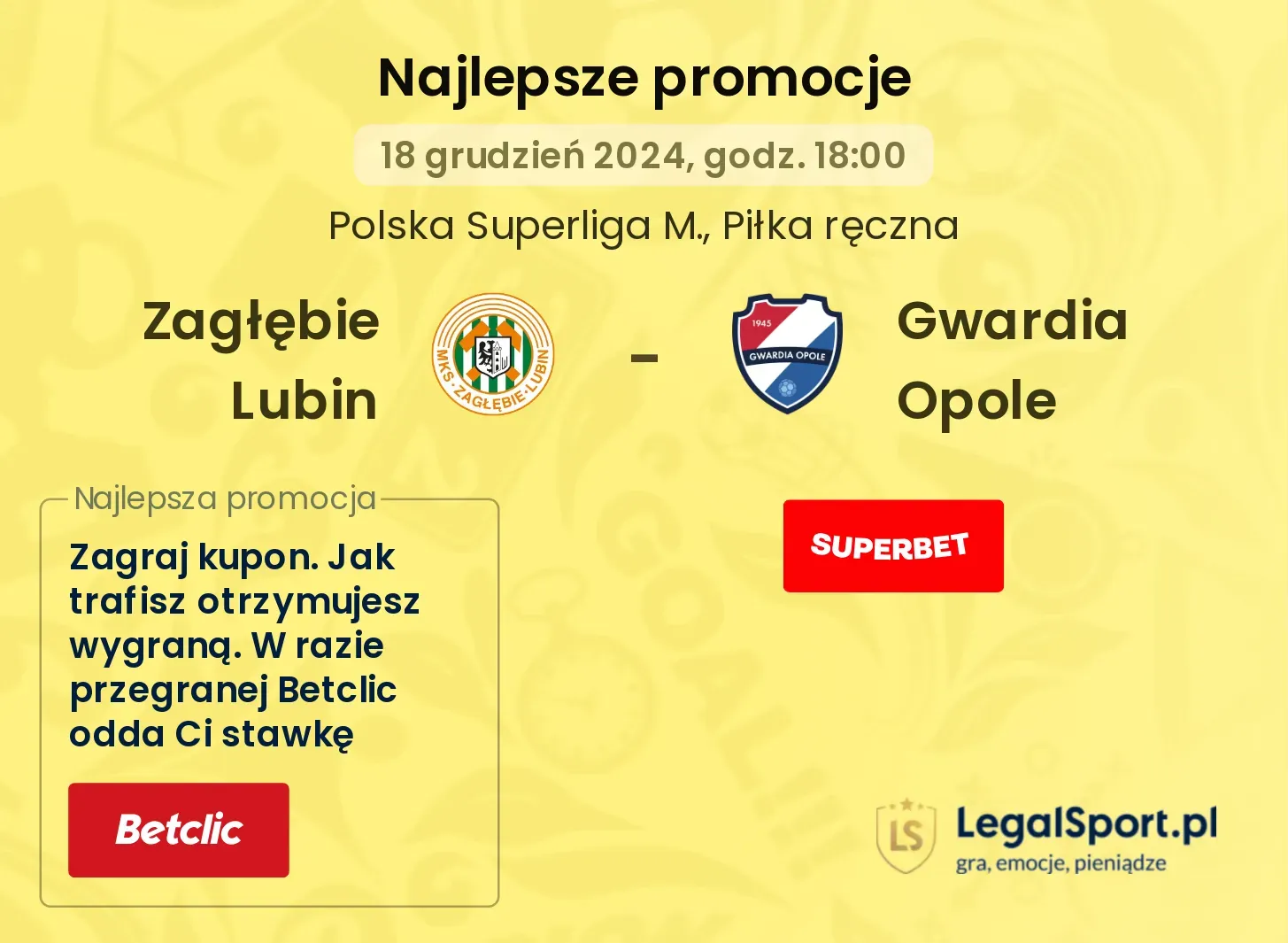 Zagłębie Lubin - Gwardia Opole promocje bukmacherskie