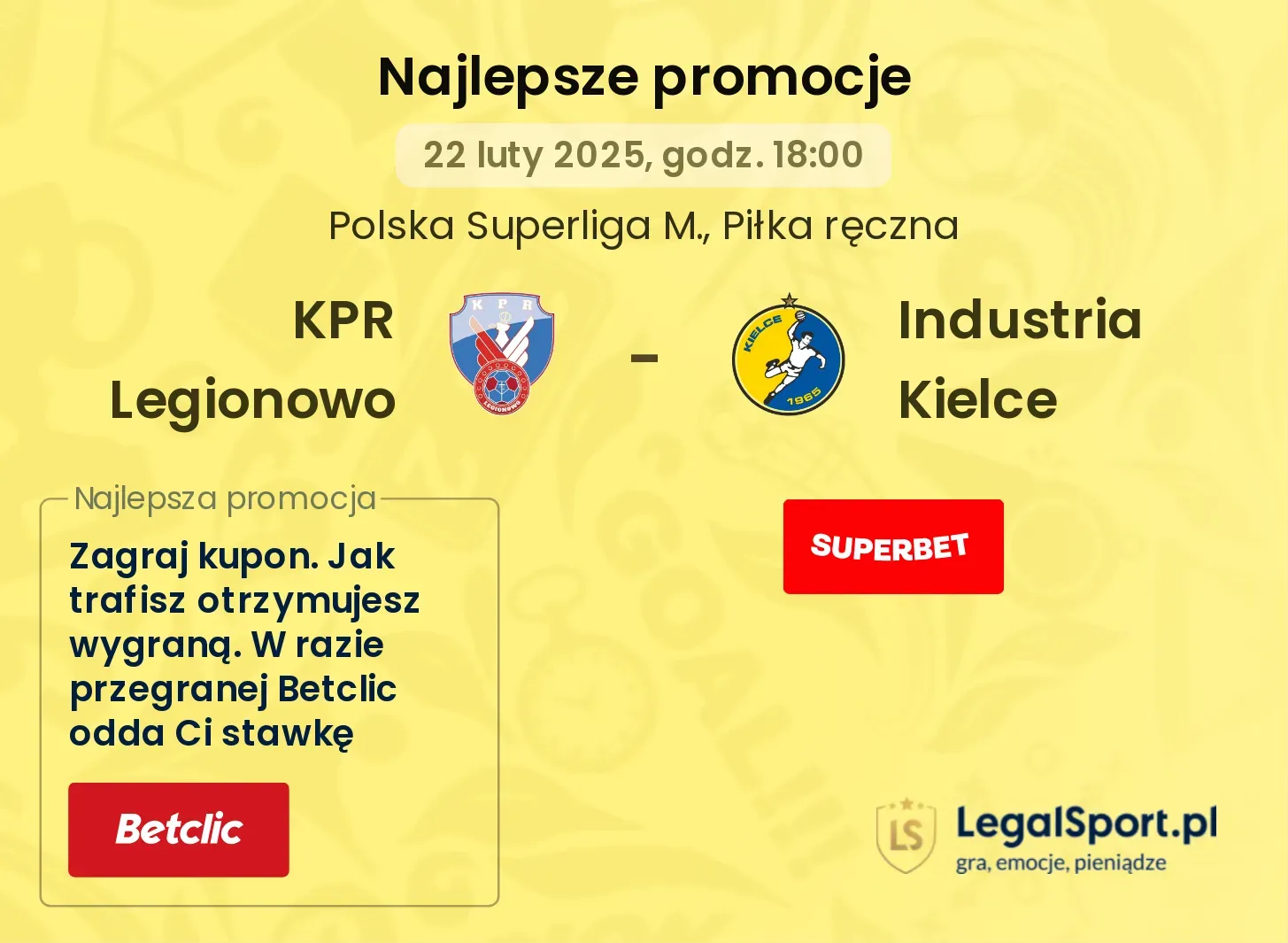 KPR Legionowo - Industria Kielce promocje bukmacherskie