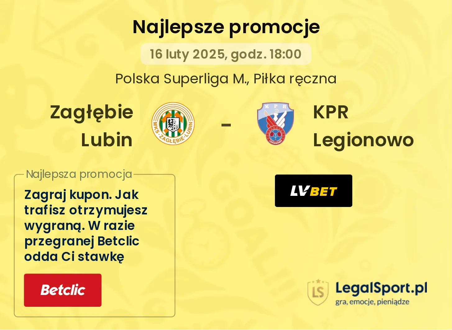 Zagłębie Lubin - KPR Legionowo promocje u bukmacherów