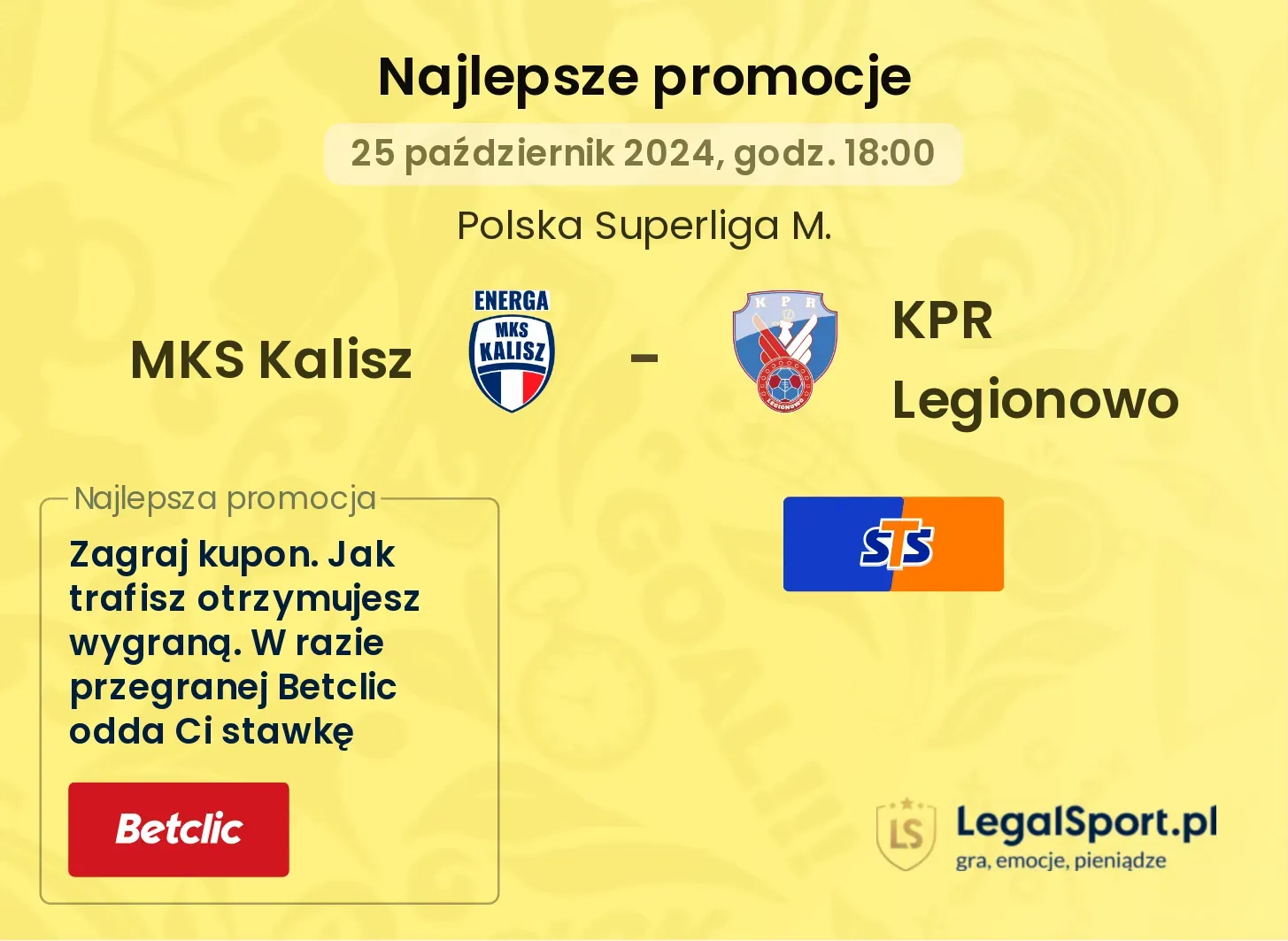 MKS Kalisz - KPR Legionowo promocje u bukmacherów 25.10, 18:00