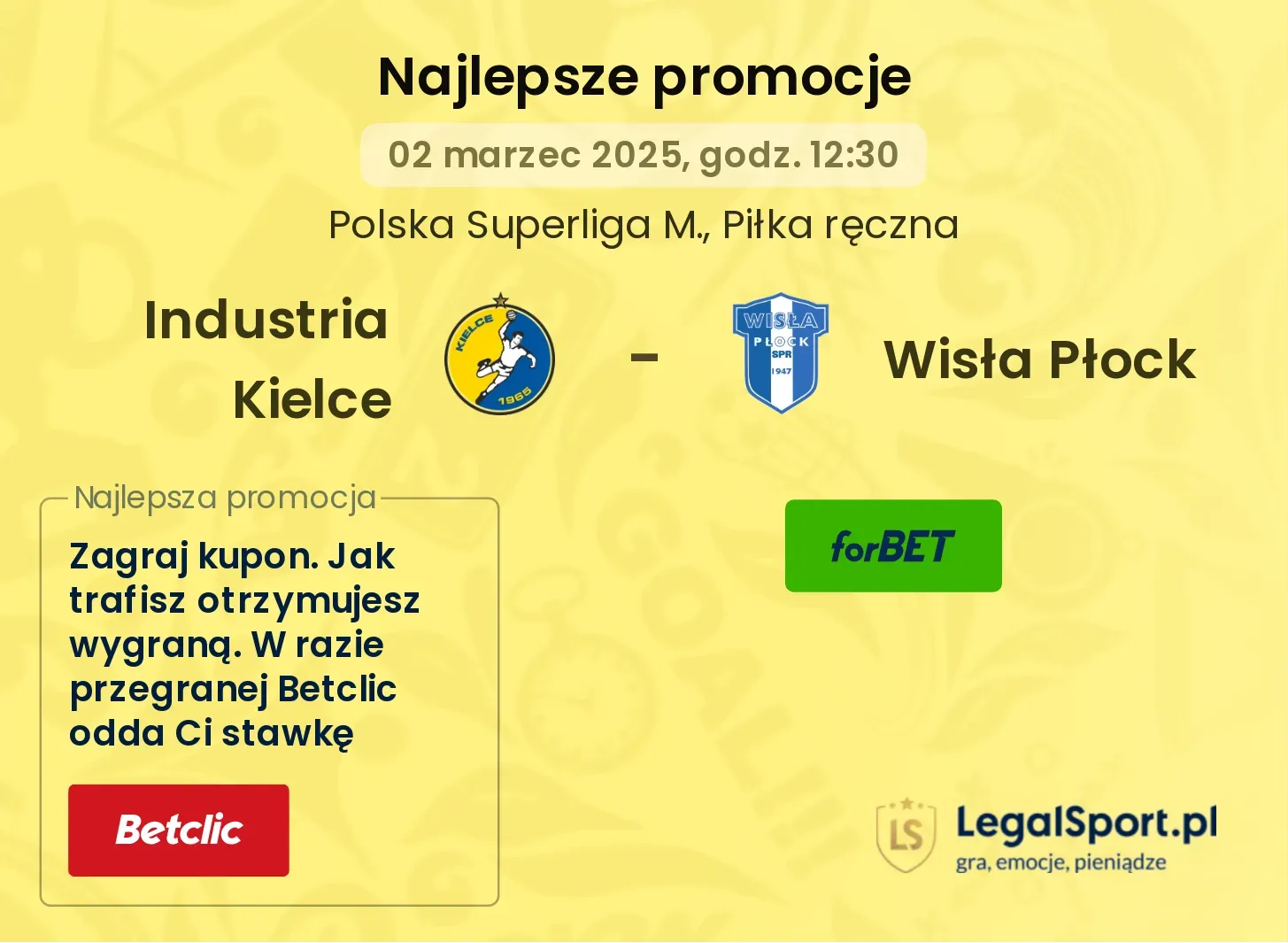 Industria Kielce - Wisła Płock promocje u bukmacherów