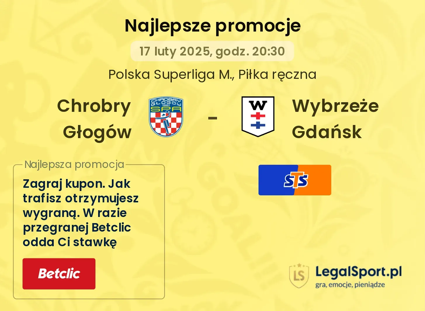 Chrobry Głogów - Wybrzeże Gdańsk promocje u bukmacherów