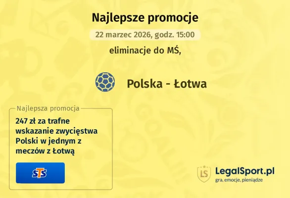 STS: 247 zł za wygraną Polski w meczu z Łotwą