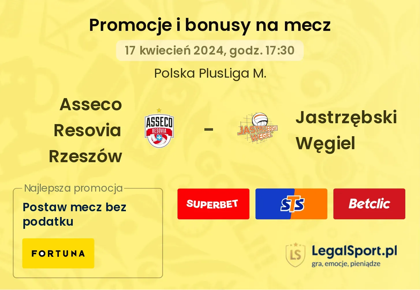 Asseco Resovia Rzeszów - Jastrzębski Węgiel promocje bonusy na mecz
