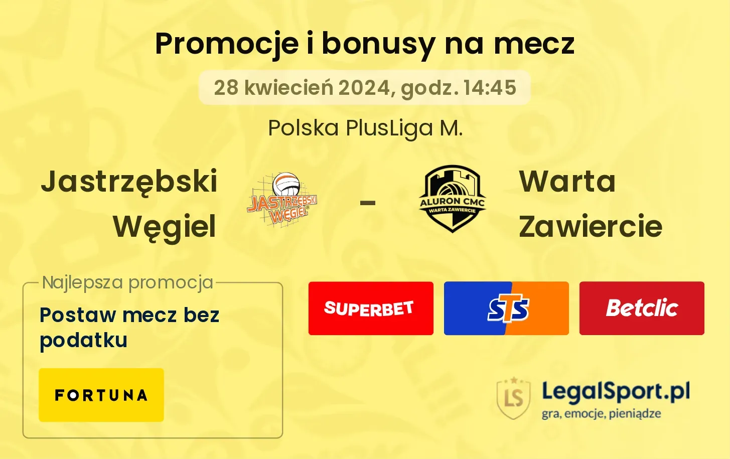 Jastrzębski Węgiel - Warta Zawiercie promocje bonusy na mecz