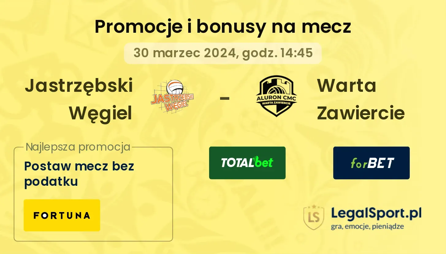 Jastrzębski Węgiel - Warta Zawiercie promocje bonusy na mecz