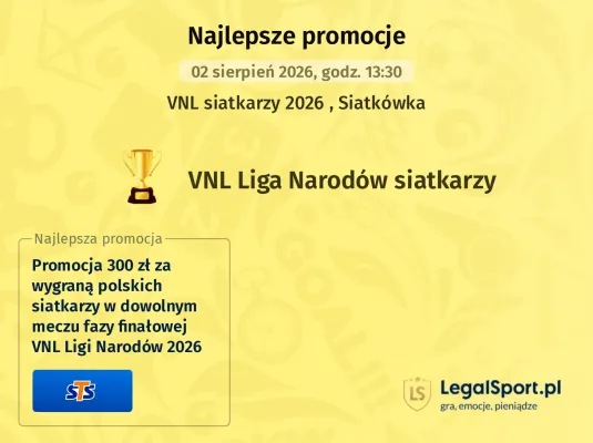 STS: Promocja 300 zł za wygraną polskich siatkarzy w dowolnym meczu fazy finałowej VNL Ligi Narodów 2026