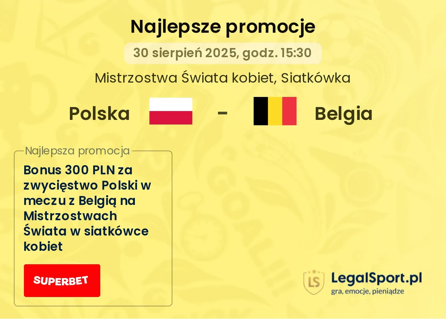 Polska - Belgia promocje bukmacherskie
