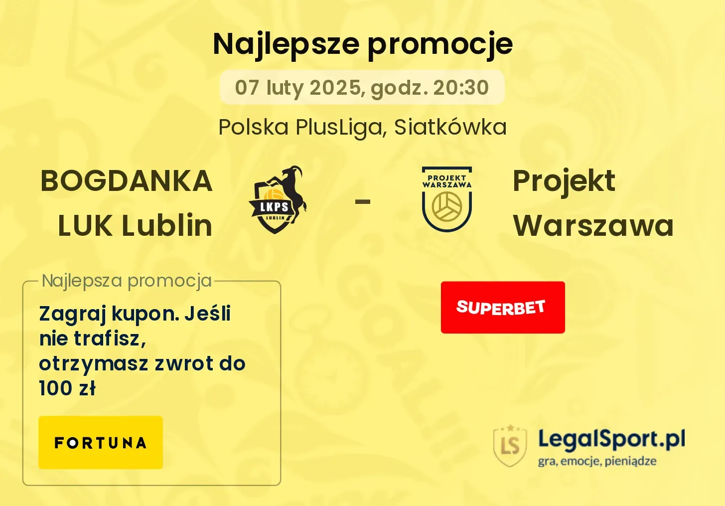 BOGDANKA LUK Lublin - Projekt Warszawa promocje bukmacherskie