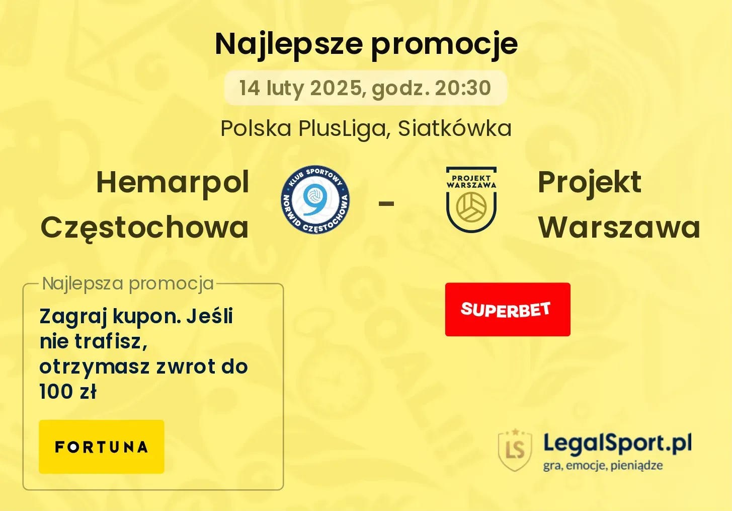 Hemarpol Częstochowa - Projekt Warszawa promocje u bukmacherów