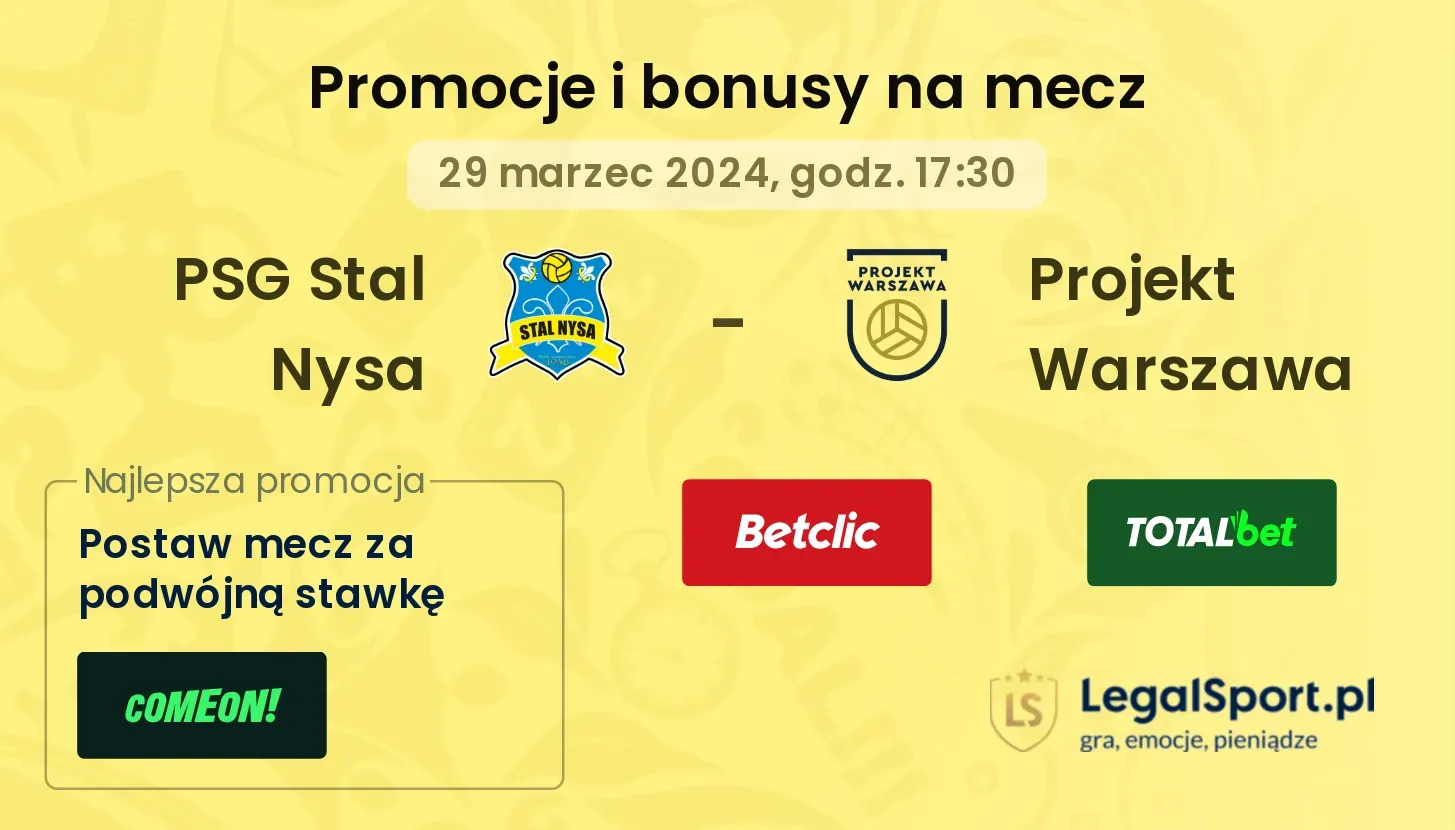 PSG Stal Nysa - Projekt Warszawa promocje bonusy na mecz