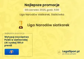 199 zł za typ na dowolny wygrany mecz polskich siatkarek w Lidze Narodów (03-08.06.2025)