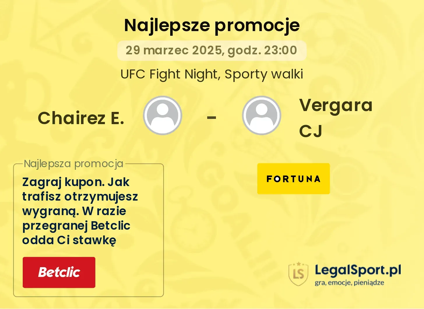Chairez E. - Vergara CJ promocje u bukmacherów
