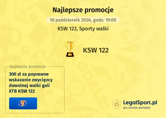 Promocja STS: 300 zł za wytypowanie zwycięzcy walki podczas XTB KSW 122