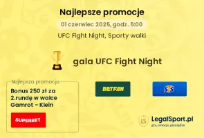 Wytypuj w STS zwycięzcę dowolnej walki na UFC Fight Night (1.06.2025) - zgarnij 199 zł bonusowych środków!