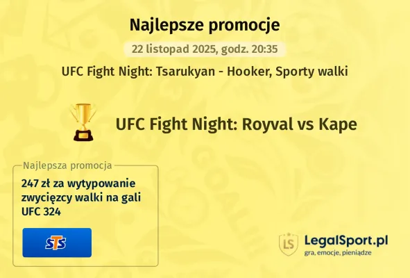 247 zł za wytypowanie zwycięzcy walki na gali UFC 324 od STS