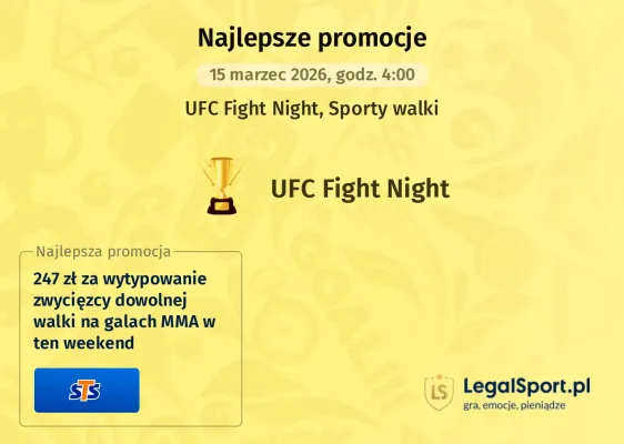 STS: 247 zł za wytypowanie zwycięzcy walki podczas gali KSW 116 lub UFC Fight Night