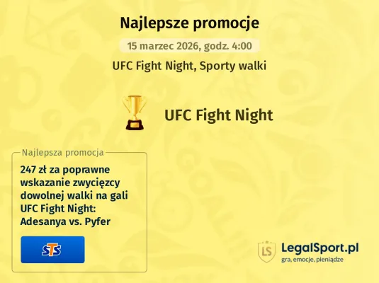 STS: 247 zł za wytypowanie zwycięzcy walki podczas UFC Fight Night: Adesanya vs. Pyfer