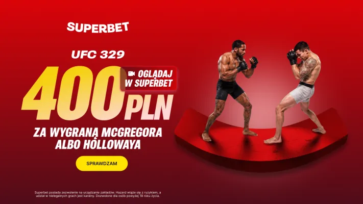 Bonus 400 PLN za zwycięzcę walki Conor McGregor - Max Holloway na gali UFC 329 w Superbet